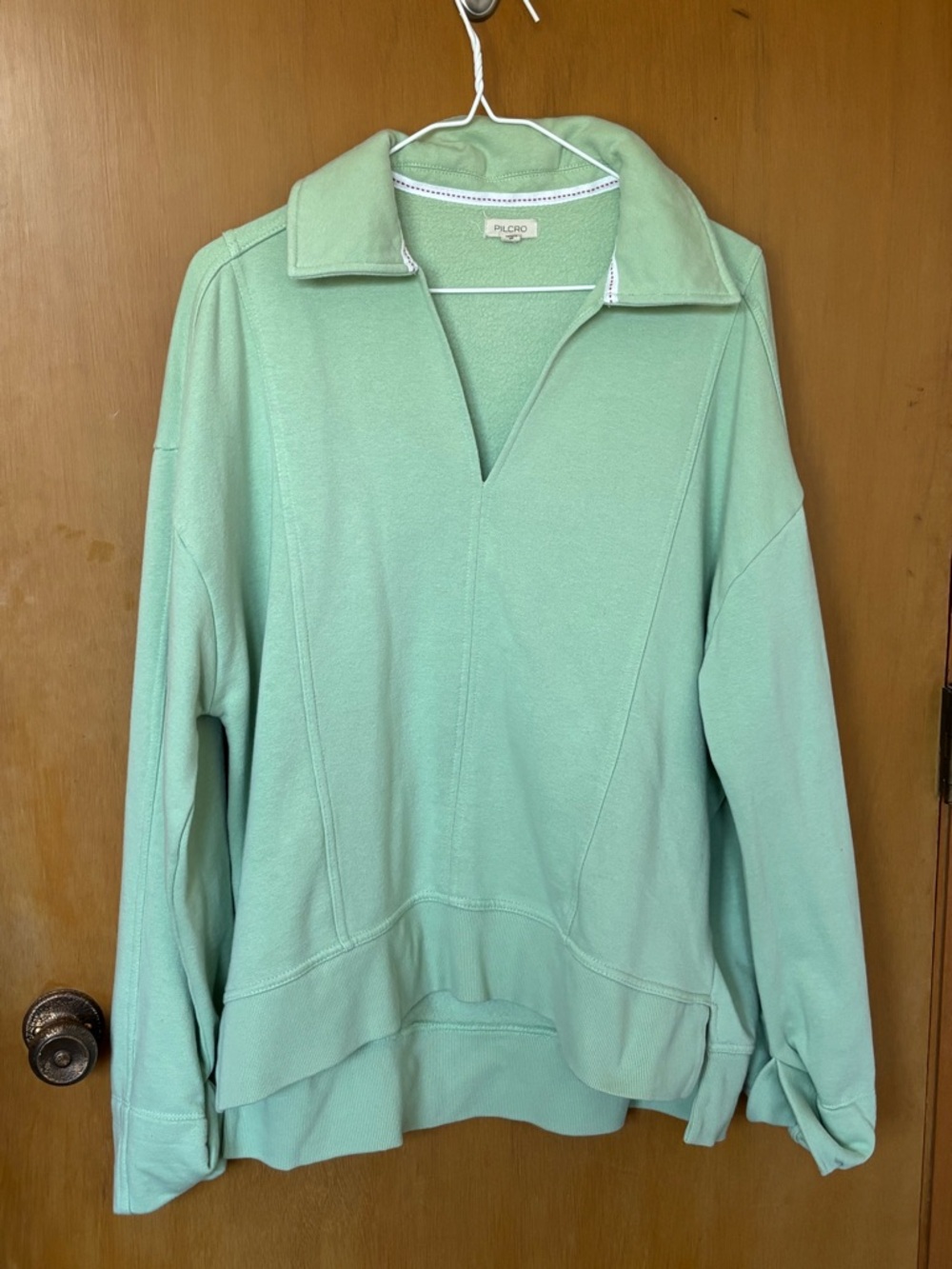 Anthropologie Pilcro Seafoam Green Pullover Sweatshirt with Collar